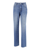 lovefery High-Waisted Frayed Hem Loose Fit Straight Leg Jeans