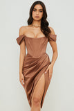 Lovefery One Shoulder Gloves Draped Maxi Dress