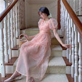 Lovefery Peach Blush Kawaii Princess Chiffon Dress