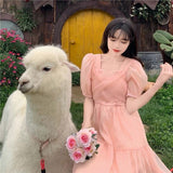 Lovefery Peach Blush Kawaii Princess Chiffon Dress