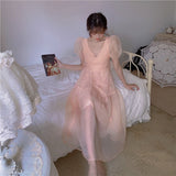 Lovefery Peach Blush Kawaii Princess Chiffon Dress