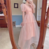 Lovefery Peach Blush Kawaii Princess Chiffon Dress