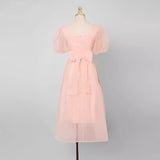 Lovefery Peach Blush Kawaii Princess Chiffon Dress