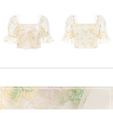 Lovefery Petal Sea Flower Embroidered Chiffon Crop Top