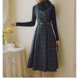 Lovefery Petya Wool Dark Academia Pinafore Dress