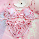 Lovefery Pink Strawberry Kawaii Lolita Nymphet Lingerie Set