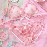 Lovefery Pink Strawberry Kawaii Lolita Nymphet Lingerie Set