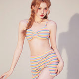 Lovefery Rainbow Sea Pastel Kawaii Aesthetic Skirted Swimsuit