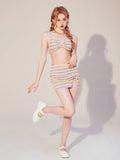 Lovefery Rainbow Sea Pastel Kawaii Aesthetic Skirted Swimsuit