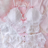 Lovefery Rose Princess Girly & Romantic Delicate Lace 2-Piece Soft Girl Nymphet Lingerie Set