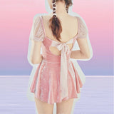 Lovefery Rose Velvet Kawaii Aesthetic Skirted Nymphet Swimsuit