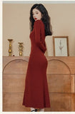 Lovefery Vampire-Red Knitted Femme Fatale Dress