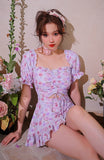 Lovefery Watercolored Flower Skirted Kawaii Swimsuit