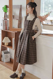 Lovefery Sorrell Dark Academia Plaid Wool Pinafore Dress