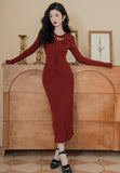 Lovefery Vampire-Red Knitted Femme Fatale Dress