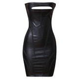 Lovefery Rylee Vegan Leather Bandage Dress with a Cut Out