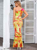 Lovefery Azure Tie Dye One Shoulder Summer Dress