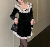 Lovefery Yavia Velvet Lace Romantic Goth Dress