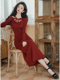 Lovefery Vampire-Red Knitted Femme Fatale Dress