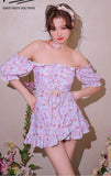 Lovefery Watercolored Flower Skirted Kawaii Swimsuit