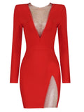 Layla Rhinestones Long Sleeve Bandage Dress