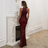 lovefery Statement Maker Halter Sequin Gown Dress