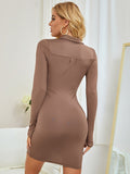 Nova Ruched Long Sleeve Button Dress