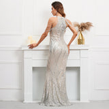 lovefery Statement Maker Halter Sequin Gown Dress