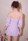 Lovefery Watercolored Flower Skirted Kawaii Swimsuit