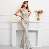 lovefery Statement Maker Halter Sequin Gown Dress