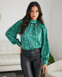 Slinky Satin Python Keyhole Blouse