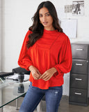 Sylas Pintuck Blouse - Coral Red