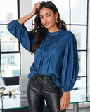 Sylas Pintuck Blouse - Dark Teal