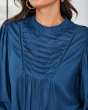 Sylas Pintuck Blouse - Dark Teal