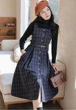 Lovefery Sorrell Dark Academia Plaid Wool Pinafore Dress