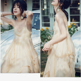 Lovefery Sandy Light Ruffle Princess Fairy Midi Dress