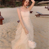 Lovefery Sandy Light Ruffle Princess Fairy Midi Dress