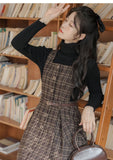 Lovefery Sorrell Dark Academia Plaid Wool Pinafore Dress