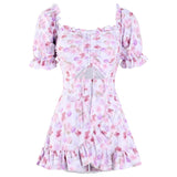 Lovefery Watercolored Flower Skirted Kawaii Swimsuit