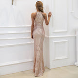 lovefery Statement Maker Halter Sequin Gown Dress