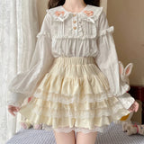 Lovefery Wonder-fluff Ruffled Lace Kawaii Princess Mini Skirt