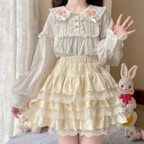 Lovefery Wonder-fluff Ruffled Lace Kawaii Princess Mini Skirt