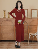 Lovefery Vampire-Red Knitted Femme Fatale Dress