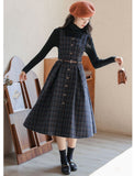 Lovefery Sorrell Dark Academia Plaid Wool Pinafore Dress