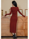 Lovefery Vampire-Red Knitted Femme Fatale Dress