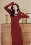 Lovefery Vampire-Red Knitted Femme Fatale Dress