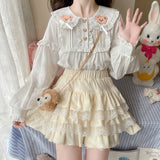 Lovefery Wonder-fluff Ruffled Lace Kawaii Princess Mini Skirt