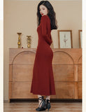 Lovefery Vampire-Red Knitted Femme Fatale Dress