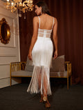 Lovefery Adeline Mesh Bandage Dress with Tassels