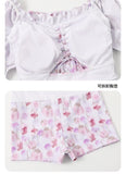 Lovefery Watercolored Flower Skirted Kawaii Swimsuit